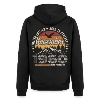 Légendes Novembre 1960 Millésime Novembre 1960 Rét - Veste à capuche bio Premium Unisexe - noir - Dos - Nico (187cm)