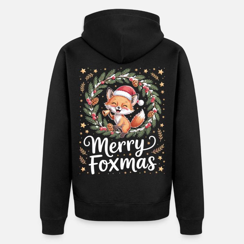 T-shirt de Noël Funny Fox - Veste à capuche bio Premium Unisexe - noir