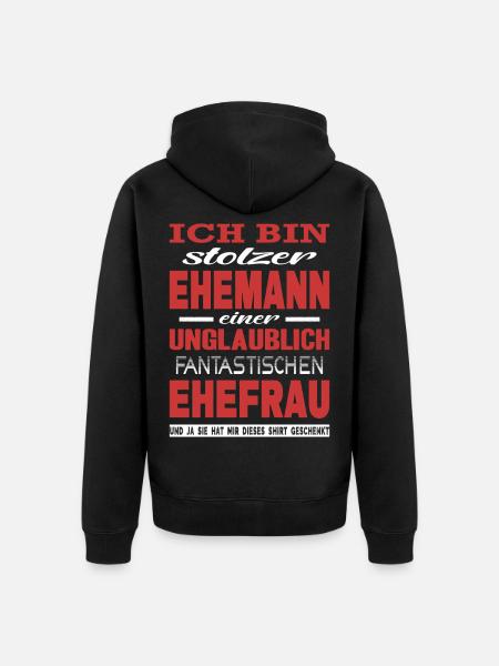 Ehemann Geschenk Ehefrau Partner Männer - Unisex Premium Bio Zip Hoodie - Schwarz