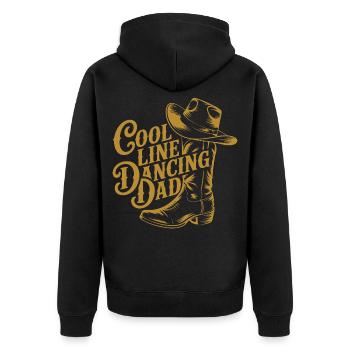 Linedancing Papa Design - Unisex Premium Bio Zip Hoodie - Schwarz - Hinten - Nico (187cm)