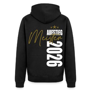 Meister 2026 - Unisex Premium Bio Zip Hoodie - Schwarz - Hinten - Nico (187cm)