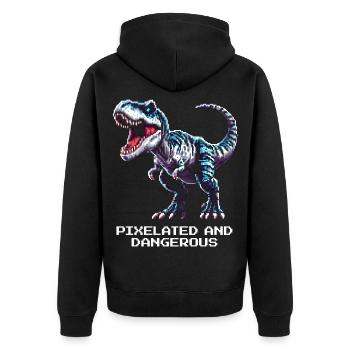 Pixélisé et dangereux | Dinosaure - Veste à capuche bio Premium Unisexe - noir - Dos - Nico (187cm)