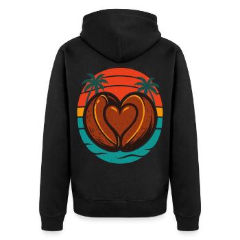 Kaffee Liebe Herz Retro Sonnenuntergang Design - Unisex Premium Bio Zip Hoodie - Schwarz - Hinten - Nico (187cm)