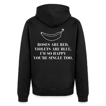 Single Spruch mit Bananen Illustration - Unisex Premium Bio Zip Hoodie - Schwarz - Hinten - Nico (187cm)