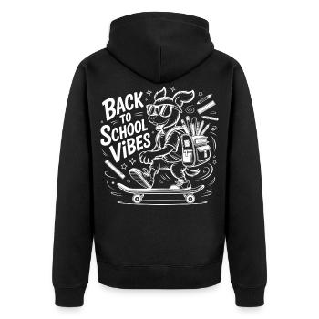 Back to School Vibes Skate Bunny - Unisex Premium Bio Zip Hoodie - Schwarz - Hinten - Nico (187cm)