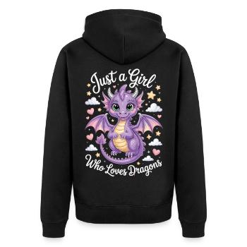 T-shirt Fantasy Dragon pour filles et femmes - Veste à capuche bio Premium Unisexe - noir - Dos - Nico (187cm)
