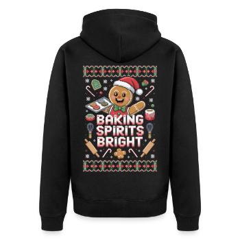 Funny Ugly Christmas Baking T-Shirt - Unisex Premium Organic Zip Hoodie - black - Back - Nico (187cm)