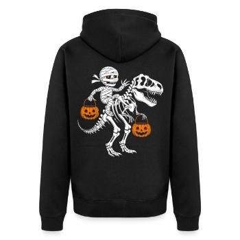 Squelette de momie avec citrouille d’Halloween et Trex Dino - Veste à capuche bio Premium Unisexe - noir - Dos - Nico (187cm)