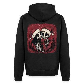 Couple de zombies célébrant Noël - Veste à capuche bio Premium Unisexe - noir - Dos - Nico (187cm)