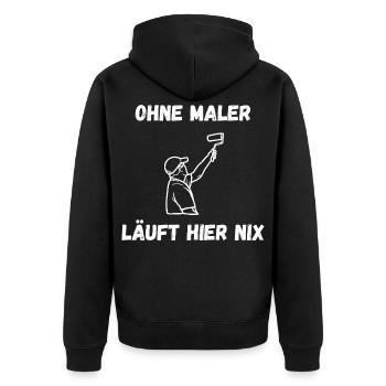 Painter T-Shirt – Nothing works here without painters - Unisex Premium Organic Zip Hoodie - black - Back - Nico (187cm)