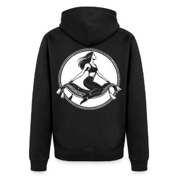 Fliegender Teppich Design – Magischer Orient - Unisex Premium Bio Zip Hoodie - Schwarz - Hinten - Nico (187cm)