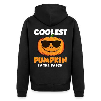 Der coolste Kürbis in der Charge Halloween - Unisex Premium Bio Zip Hoodie - Schwarz - Hinten - Nico (187cm)