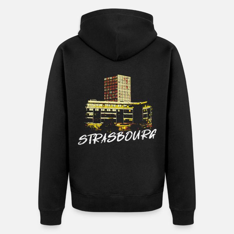 Illustration Rivétoile Strasbourg moderne - Veste à capuche bio Premium Unisexe - noir