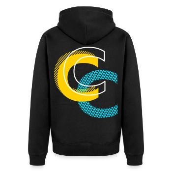 Initial letter C - Unisex Premium Organic Zip Hoodie - black - Back - Nico (187cm)