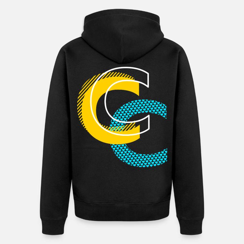 Lettre initiale C - Veste à capuche bio Premium Unisexe - noir