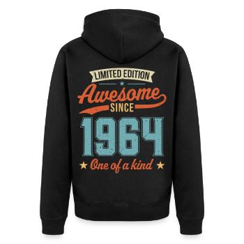 Génial depuis 1964 - Veste à capuche bio Premium Unisexe - noir - Dos - Nico (187cm)