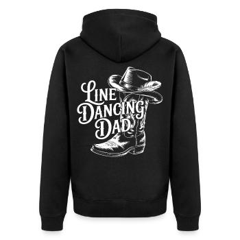 Papa Linedancing Western - Unisex Premium Bio Zip Hoodie - Schwarz - Hinten - Nico (187cm)