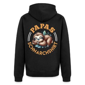Werdender Vater PAPAS SCHNARCH SHIRT Lustiges - Unisex Premium Bio Zip Hoodie - Schwarz - Hinten - Nico (187cm)