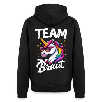 Team Bride Unicorn Design Unicorn Wedding Humor - Unisex Premium Organic Zip Hoodie - black - Back - Nico (187cm)
