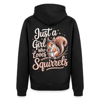 Süßes Eichhörnchen T-Shirt für Mädchen - Unisex Premium Bio Zip Hoodie - Schwarz - Hinten - Nico (187cm)