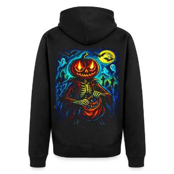Tête de citrouille squelette Spooky Halloween - Veste à capuche bio Premium Unisexe - noir - Dos - Nico (187cm)