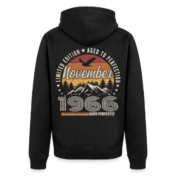 Legenden November 1966 Jahrgang November 1966 - Unisex Premium Bio Zip Hoodie - Schwarz - Hinten - Nico (187cm)
