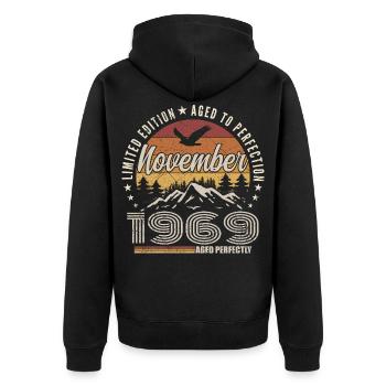 Legends November 1969 Vintage November 1969 - Unisex Premium Organic Zip Hoodie - black - Back - Nico (187cm)