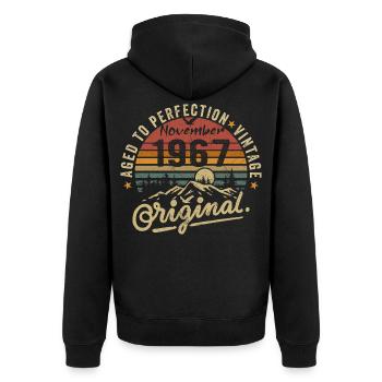november 1967 birthday november 1967 - Unisex Premium Organic Zip Hoodie - black - Back - Nico (187cm)