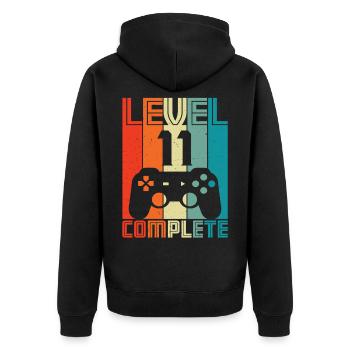11th Birthday Gamer – 11 Years Level 11 Complete - Unisex Premium Organic Zip Hoodie - black - Back - Nico (187cm)