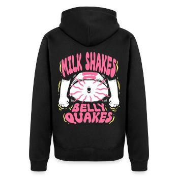 Lactose Intolerant Milk Shakes Belly Quakes - Unisex Premium Organic Zip Hoodie - black - Back - Nico (187cm)