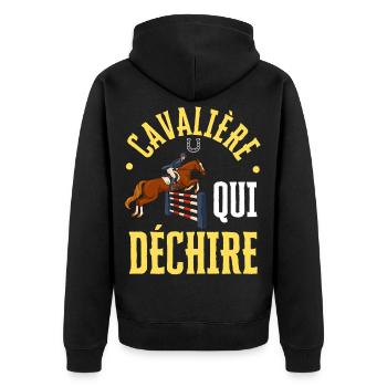 Cavalière qui Déchire - Saut D'obstacles - Veste à capuche bio Premium Unisexe - noir - Dos - Nico (187cm)