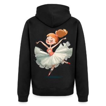 Ballerina Tanz in Pastellrosa - Unisex Premium Bio Zip Hoodie - Schwarz - Hinten - Nico (187cm)
