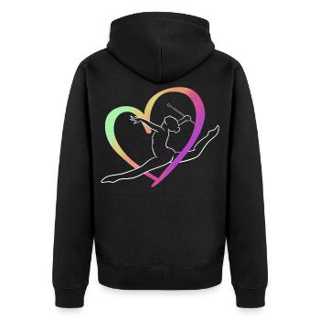 Grand jeté cœur multicolore - Veste à capuche bio Premium Unisexe - noir - Dos - Nico (187cm)