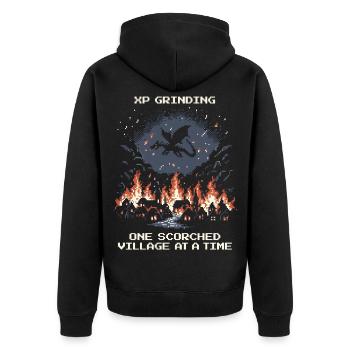 Grinding XP: Burned village by village | Dragon - Unisex Premium Organic Zip Hoodie - black - Back - Nico (187cm)