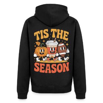 Tis The Season Football Fall Design - Unisex Premium Organic Zip Hoodie - black - Back - Nico (187cm)