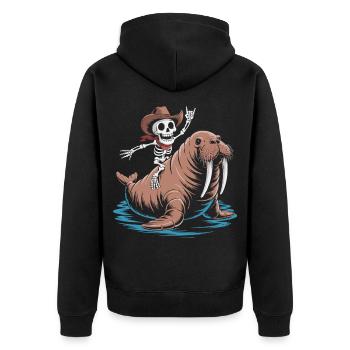 Cow-boy squelette sur morse - Veste à capuche bio Premium Unisexe - noir - Dos - Nico (187cm)