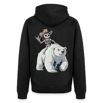 Skeleton cowboy on polar bear - Unisex Premium Organic Zip Hoodie - black - Back - Nico (187cm)