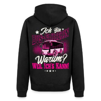 Busfahrerin - Unisex Premium Bio Zip Hoodie - Schwarz - Hinten - Nico (187cm)