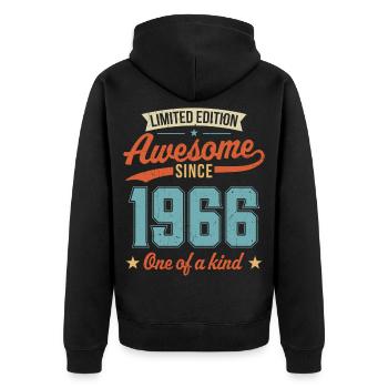 Génial depuis 1966 - Veste à capuche bio Premium Unisexe - noir - Dos - Nico (187cm)