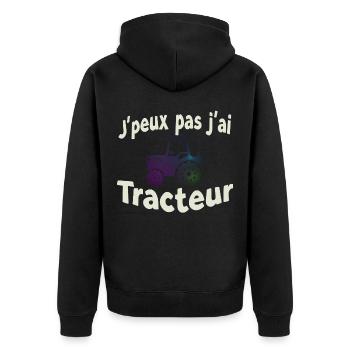 J’peux pas j’ai Tracteur - Veste à capuche bio Premium Unisexe - noir - Dos - Nico (187cm)