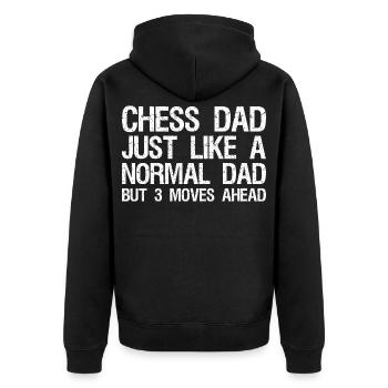 Chess Dad Just Like A Normal Dad But 3 Moves Ahead - Unisex Premium Organic Zip Hoodie - black - Back - Nico (187cm)