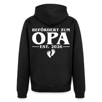 Promu au rang de grand-père 2026 Annoncer la grossesse - Veste à capuche bio Premium Unisexe - noir - Dos - Nico (187cm)