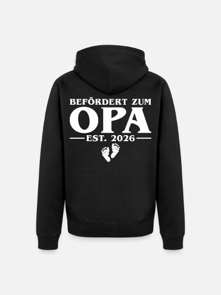 Befördert zum Opa 2026 Schwangerschaft ankündigen - Unisex Premium Bio Zip Hoodie - Schwarz