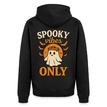 Spooky Vibes Only Halloween Fun Ghost - Unisex Premium Organic Zip Hoodie - black - Back - Nico (187cm)