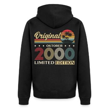 25e anniversaire Original Octobre Année 2000 - Veste à capuche bio Premium Unisexe - noir - Dos - Nico (187cm)