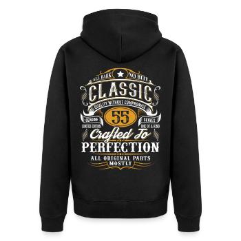 55e anniversaire - Veste à capuche bio Premium Unisexe - noir - Dos - Nico (187cm)