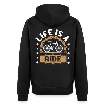 Cyclist Mountain Bike Bicycle - Unisex Premium Organic Zip Hoodie - black - Back - Nico (187cm)