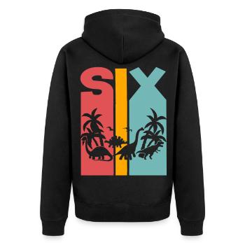 6ème anniversaire dinosaure - Veste à capuche bio Premium Unisexe - noir - Dos - Nico (187cm)