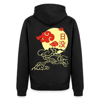 Japanese Sunset - Unisex Premium Organic Zip Hoodie - black - Back - Nico (187cm)