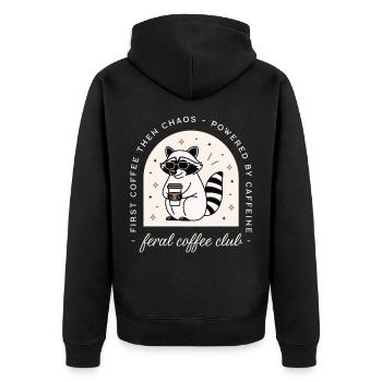 Café club drôle sauvage chaotique raton laveur amateurs - Veste à capuche bio Premium Unisexe - noir - Dos - Nico (187cm)
